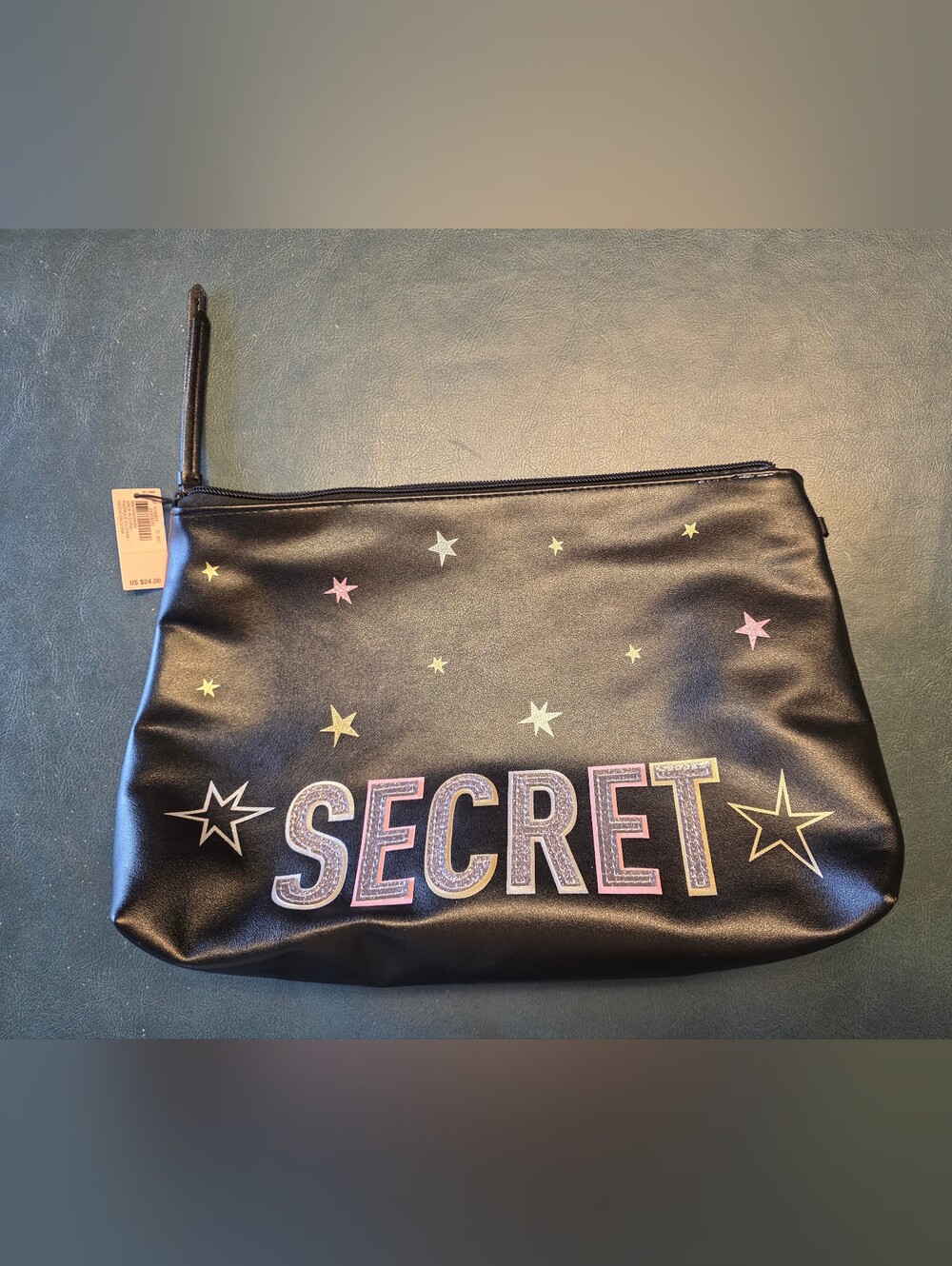 Victoria's Secret Black Star 'SECRET' Wristlet Pouch